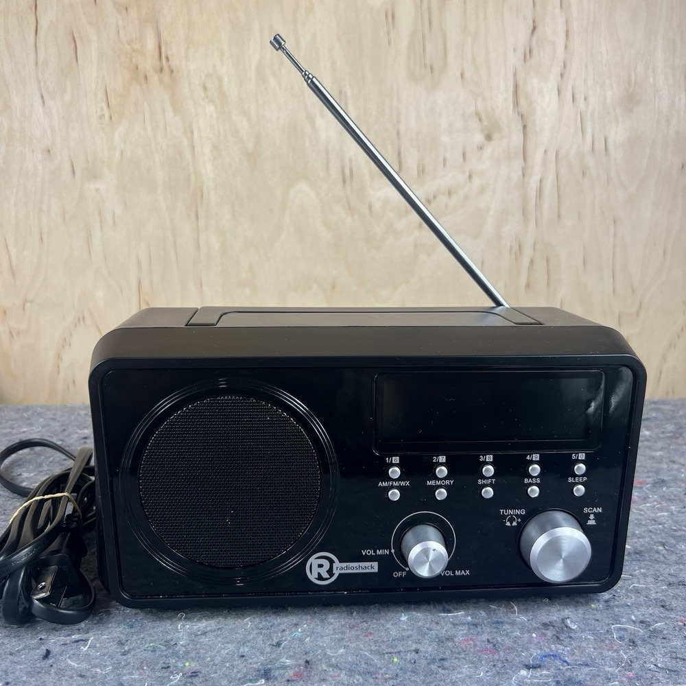 RadioShack 1201178 Digital AM FM WX Weather Black Radio Tested Working